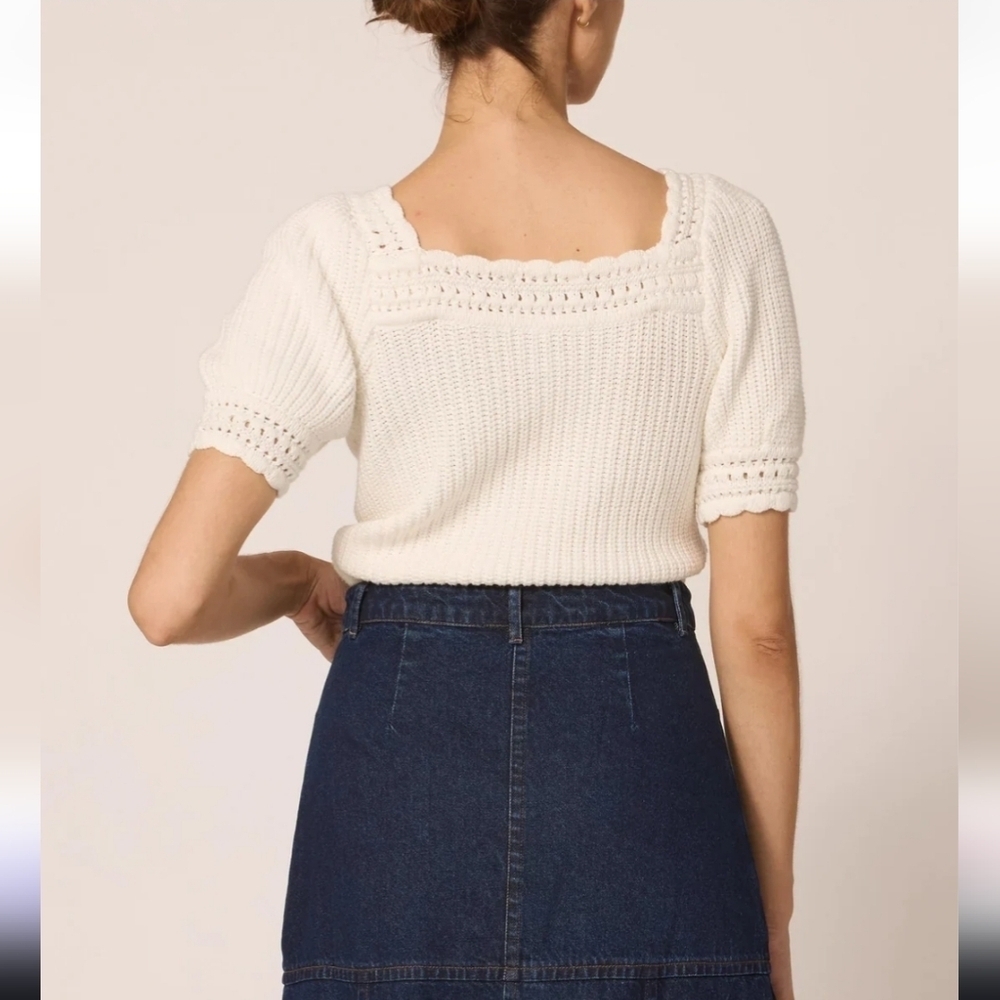 NWT! Cleobella, Rowan Sweater Top, Ivory, MSRP $198.00 - Picture 4 of 11